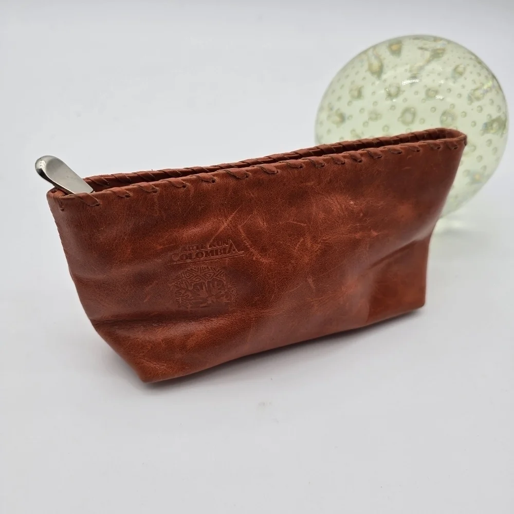 Vintage Bag Makeup Cosmetic Travel Case Pen Coin Wallet Orange Patchwork Boho